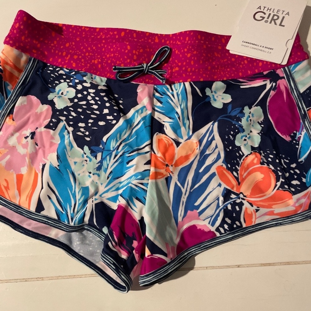 Athleta Pink and Blue Athletic Shorts Quick-Dry